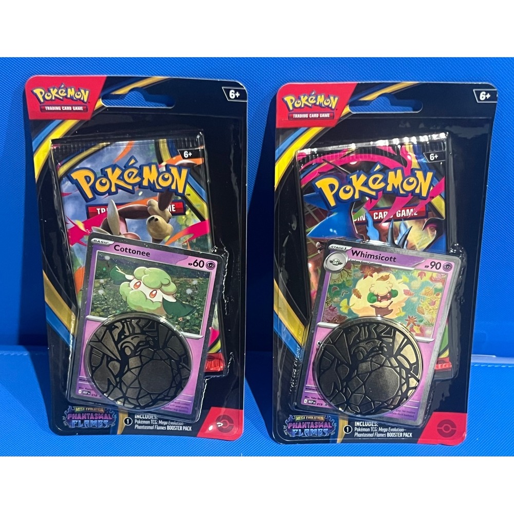 Pokemon TCG Phantasmal Flames Blister Pack Set Cottonee Whimsicott Promo Coin